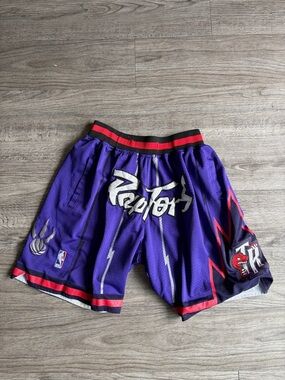 Toronto Raptors Purple Red Mesh Jersey Patch shorts by just the don